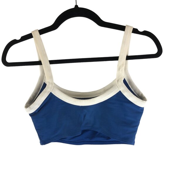 Aerie Womens Blue White Ribbed Trim Bralette Top Shelf Bra Scoop XS - Picture 2 of 5